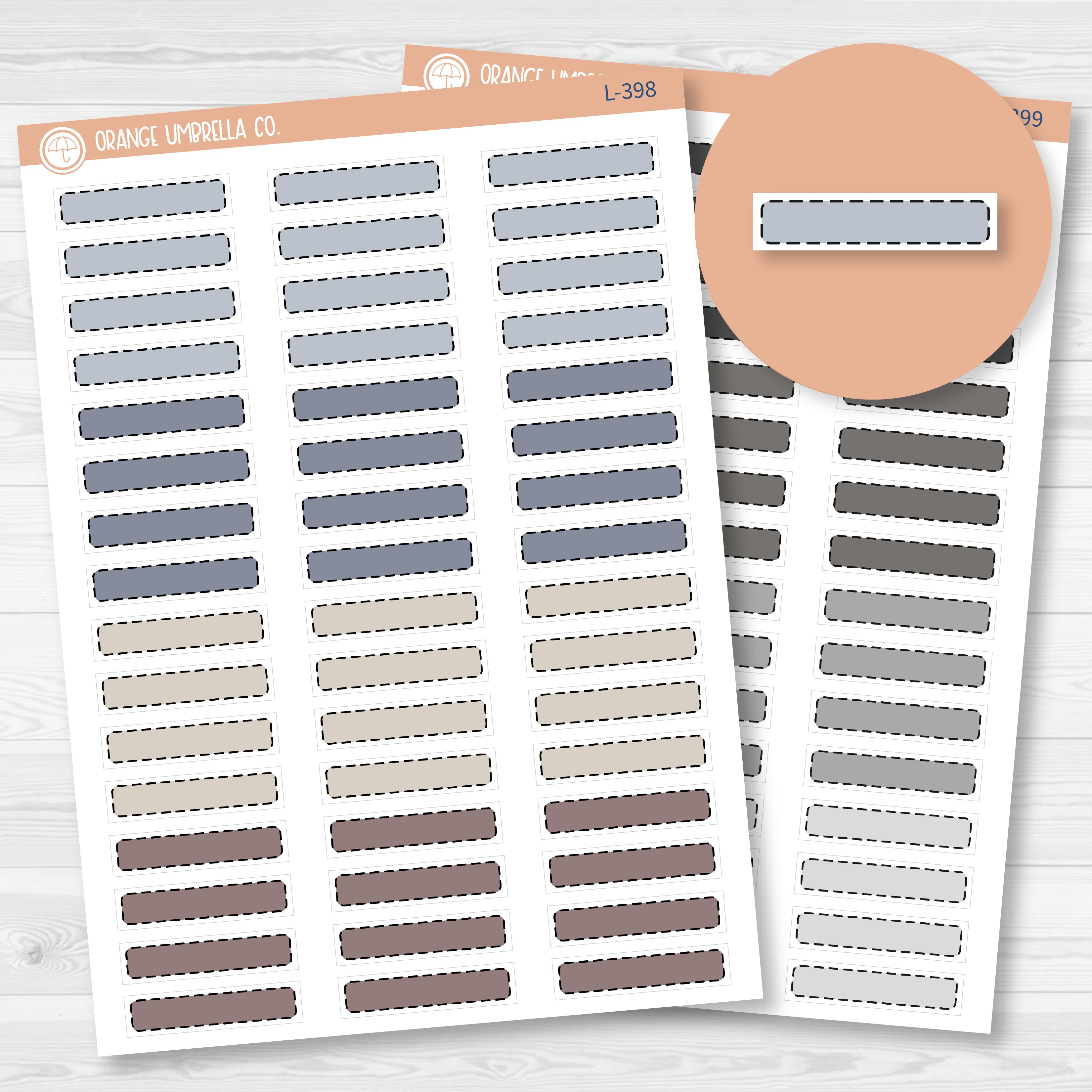 Hobonichi Cousin Stitched Skinny Labels Planner Stickers | Neutrals