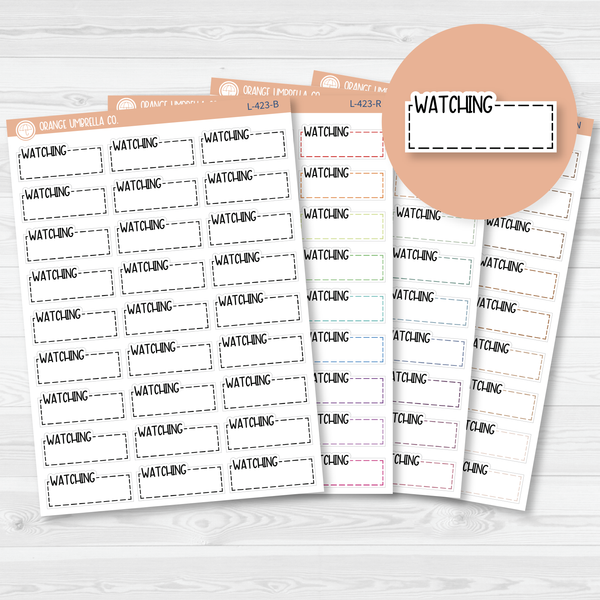 Watching Stitched Quarter Box Planner Stickers | L-423