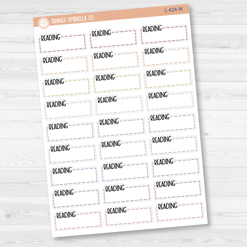 Reading Stitched Quarter Box Planner Stickers | L-424