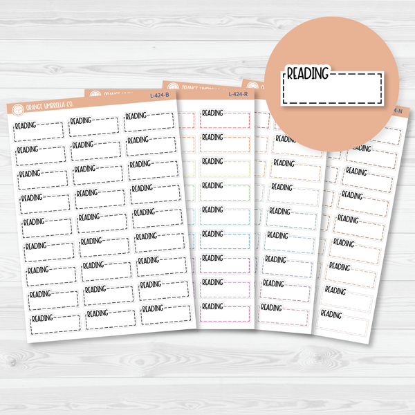 Reading Stitched Quarter Box Planner Stickers | L-424