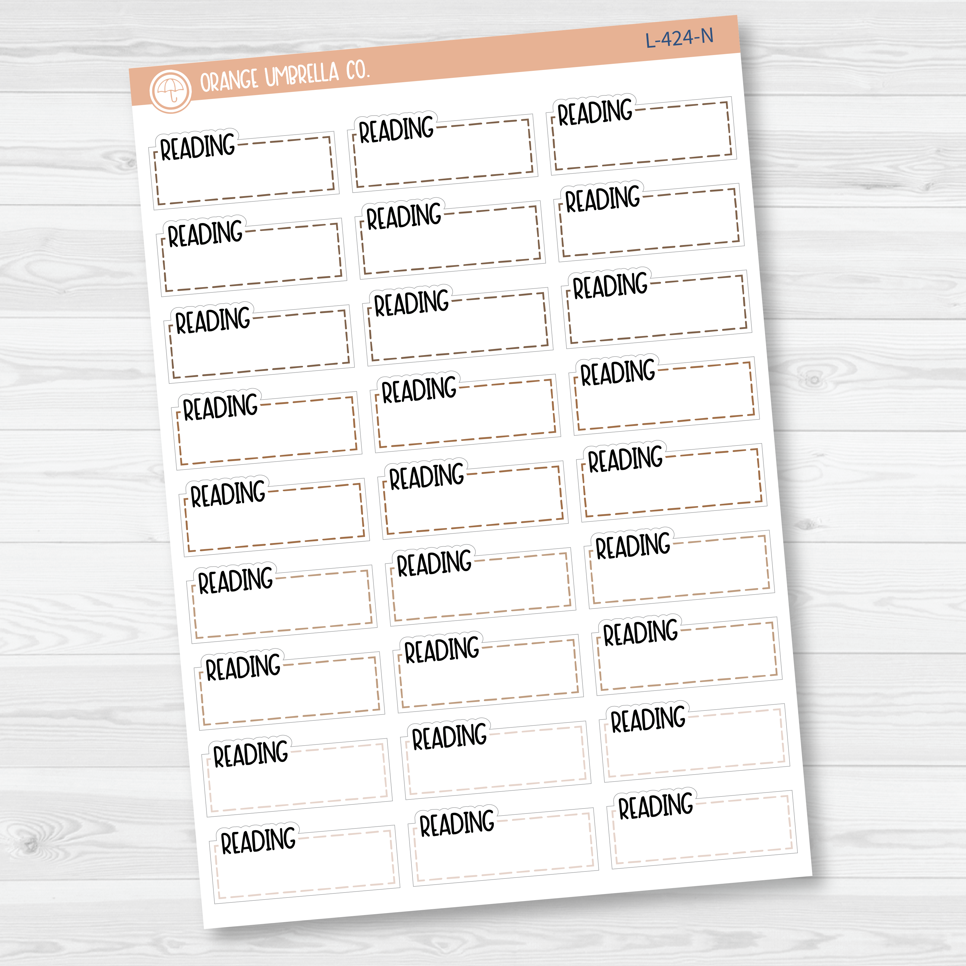 Reading Stitched Quarter Box Planner Stickers | L-424