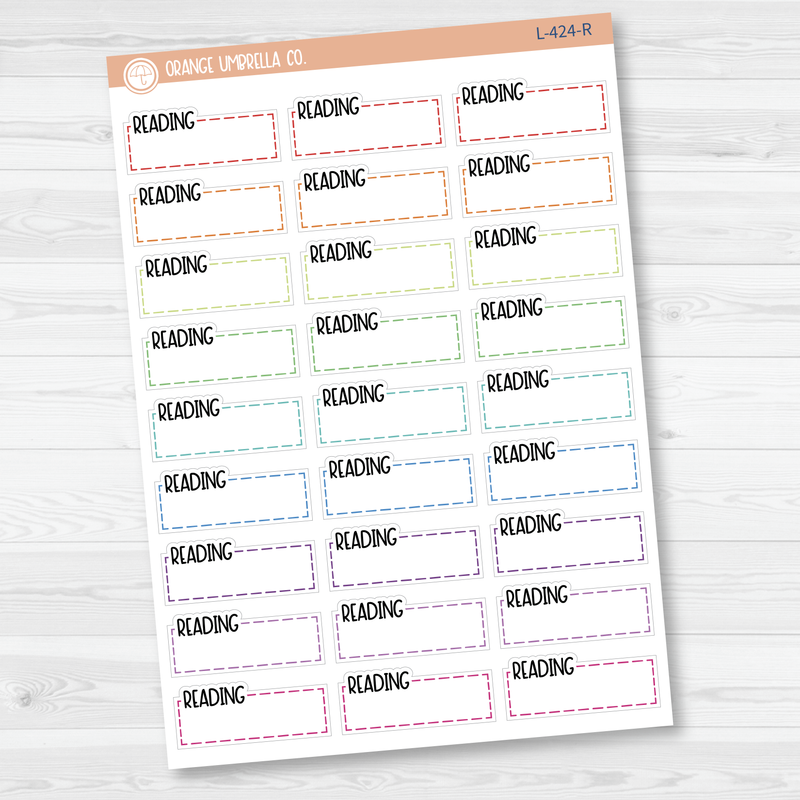 Reading Stitched Quarter Box Planner Stickers | L-424