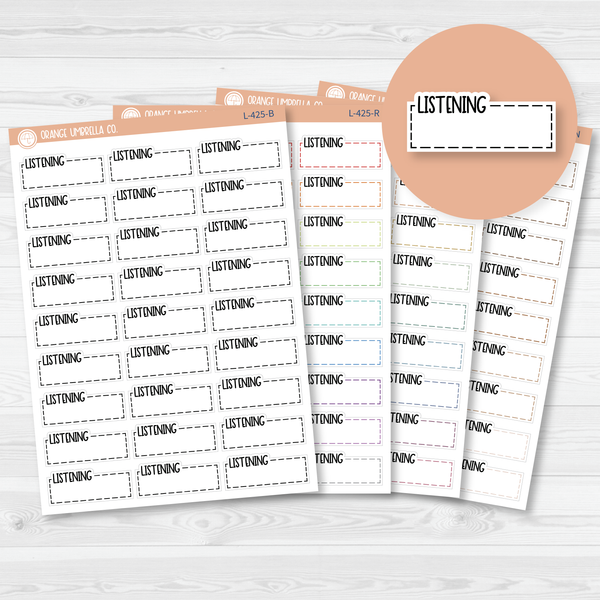 Listening Stitched Quarter Box Planner Stickers | L-425