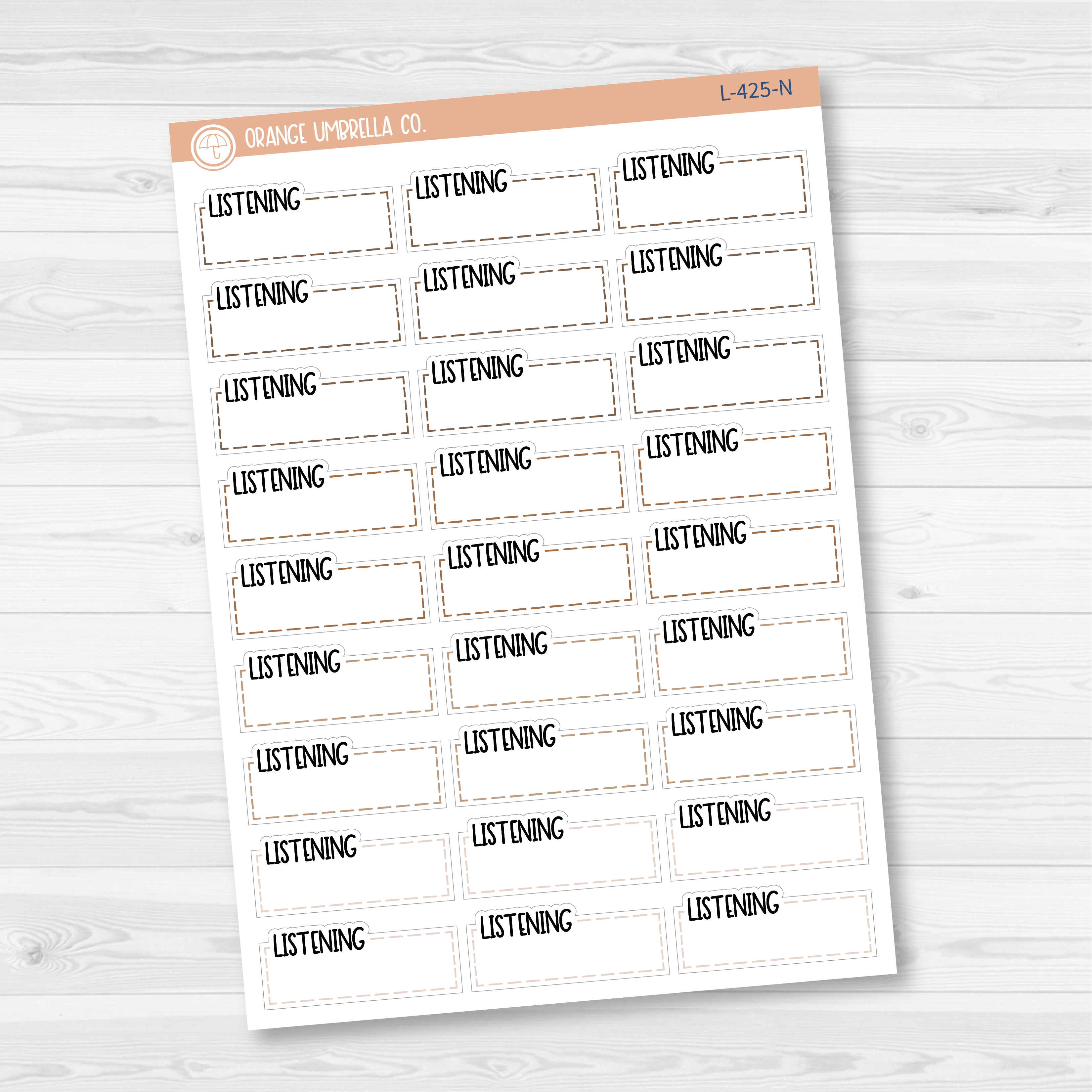 Listening Stitched Quarter Box Planner Stickers | L-425