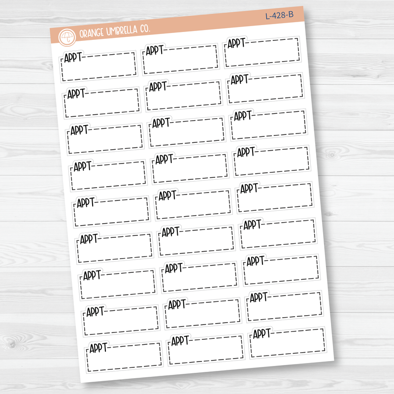 Appt Stitched Quarter Box Planner Stickers | L-428