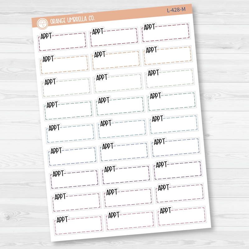 Appt Stitched Quarter Box Planner Stickers | L-428