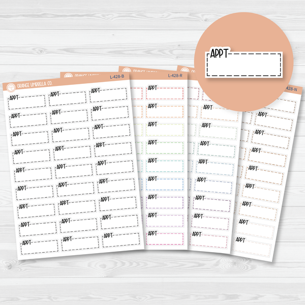 Appt Stitched Quarter Box Planner Stickers | L-428