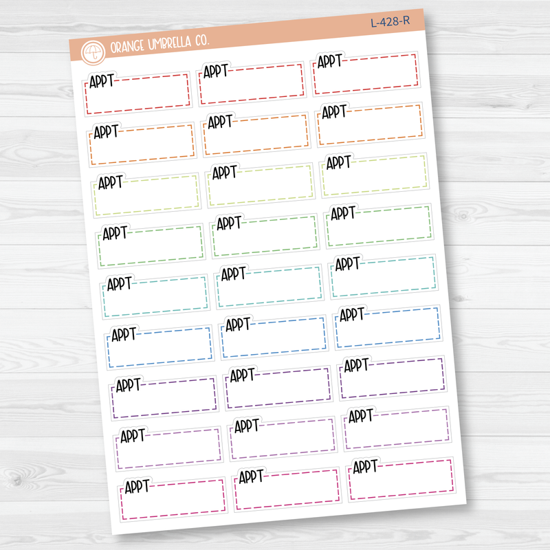 Appt Stitched Quarter Box Planner Stickers | L-428