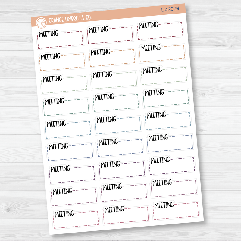 Meeting Stitched Quarter Box Planner Stickers | L-429