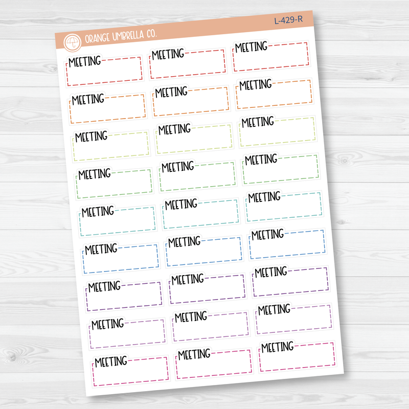 Meeting Stitched Quarter Box Planner Stickers | L-429