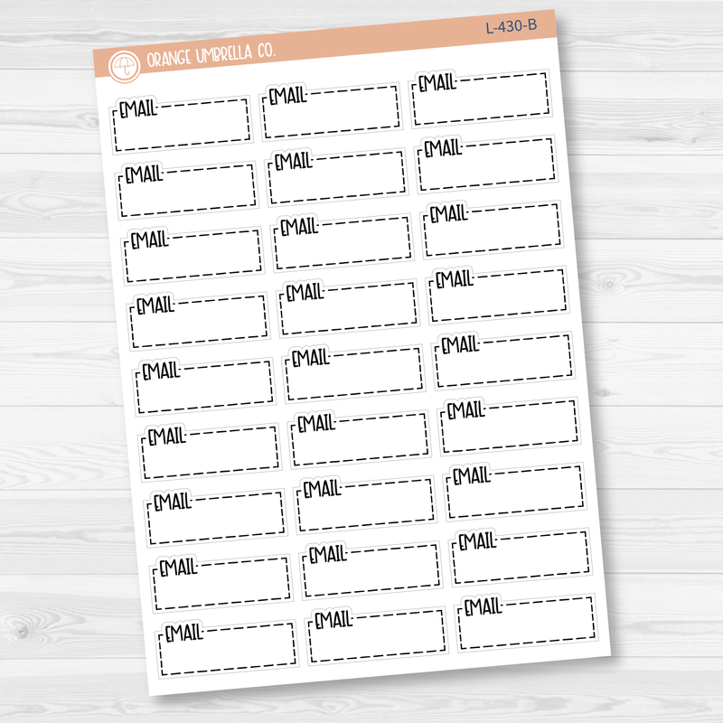 Email, To Email Stitched Quarter Box Planner Stickers | L-430