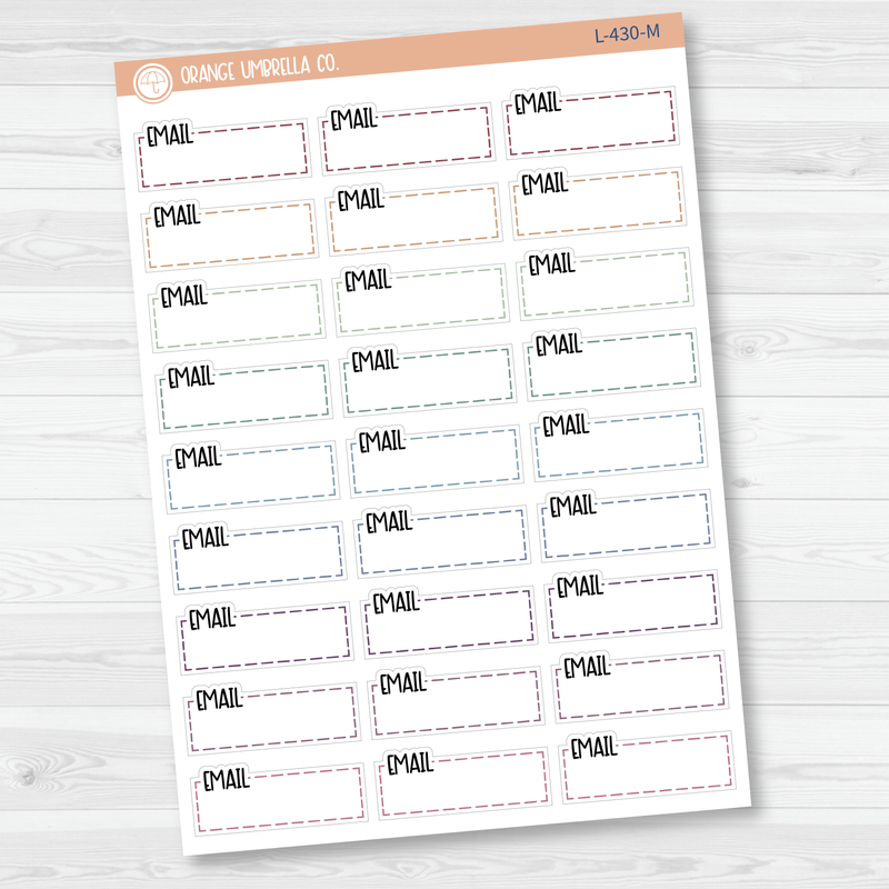 Email, To Email Stitched Quarter Box Planner Stickers | L-430