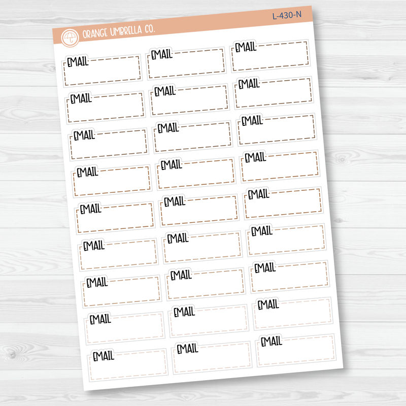 Email, To Email Stitched Quarter Box Planner Stickers | L-430