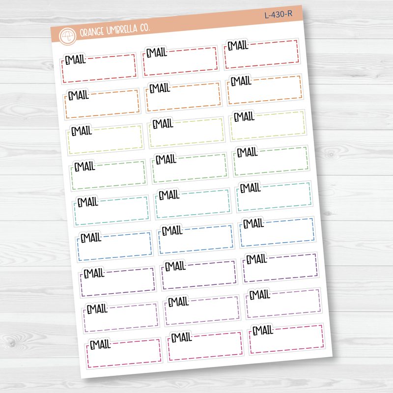 Email, To Email Stitched Quarter Box Planner Stickers | L-430