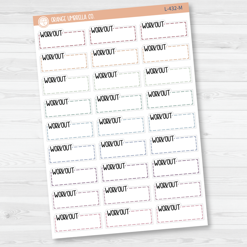 Workout Stitched Quarter Box Planner Stickers | L-432