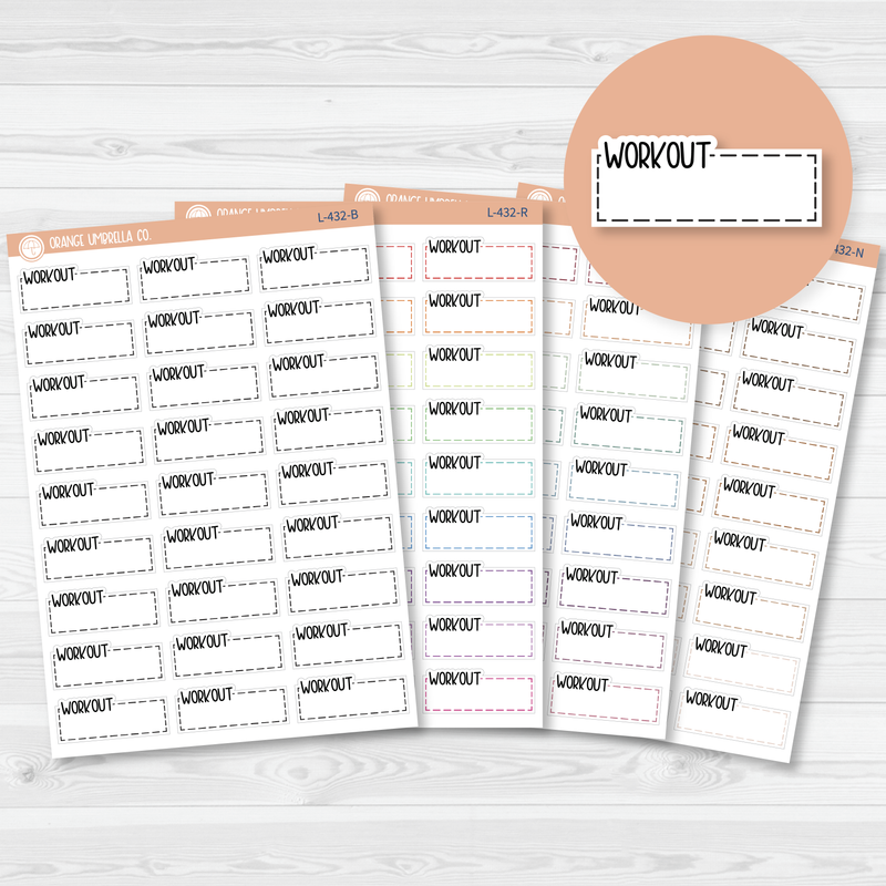 Workout Stitched Quarter Box Planner Stickers | L-432