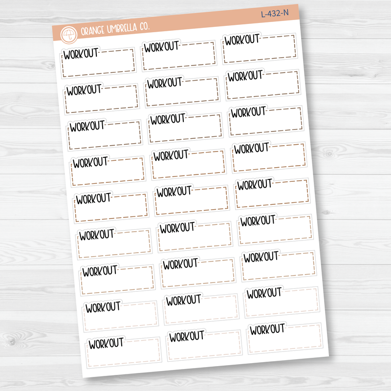 Workout Stitched Quarter Box Planner Stickers | L-432