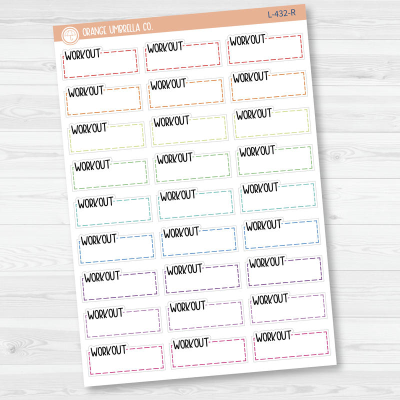 Workout Stitched Quarter Box Planner Stickers | L-432