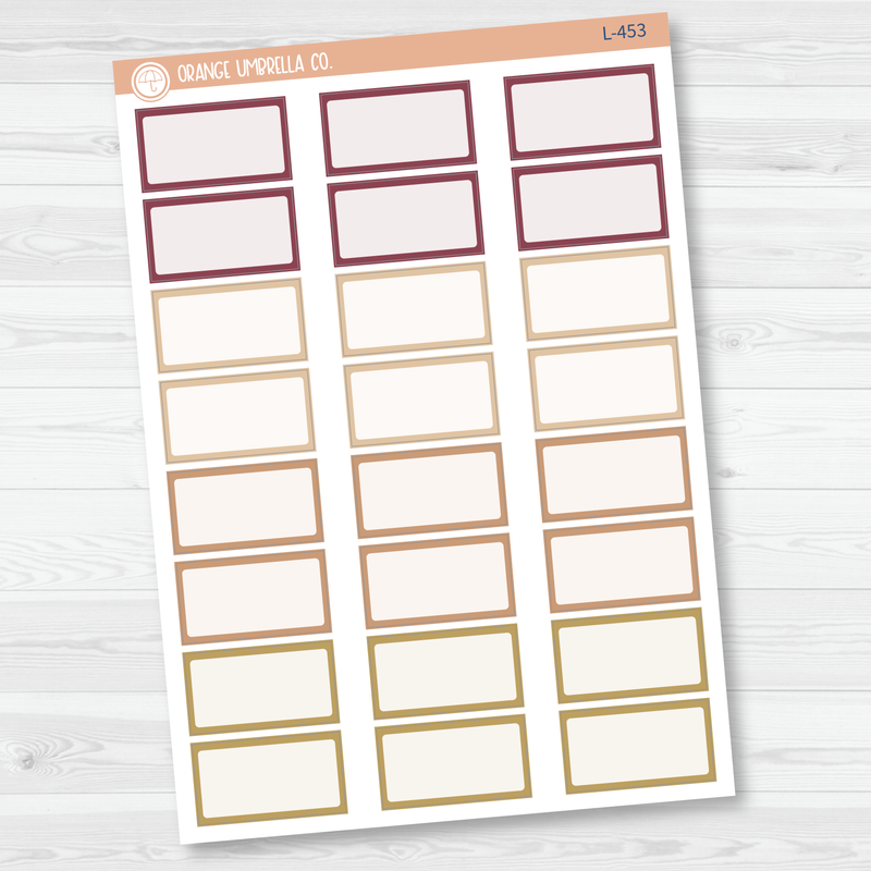 Hobonichi Half Box Basic Planner Stickers | Muted | L-453-L-456