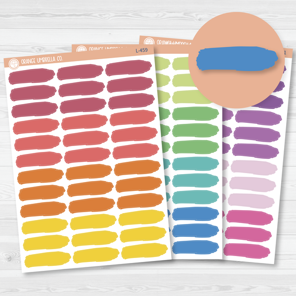 Brush Stroke Label Planner Stickers | Brights | L-459-L-460-L-461