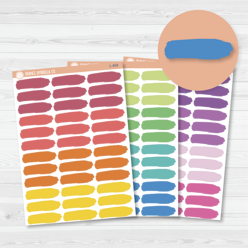 Brush Stroke Label Planner Stickers | Brights | L-459-L-460-L-461