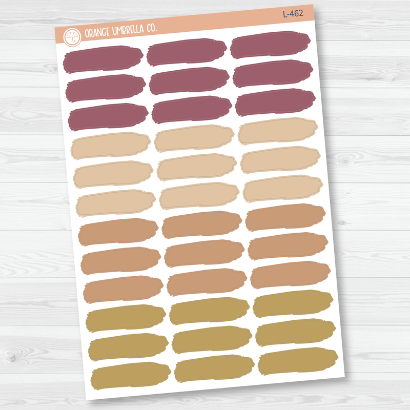 Brush Stroke Label Planner Stickers | Muted | L-462-L-463-L-464