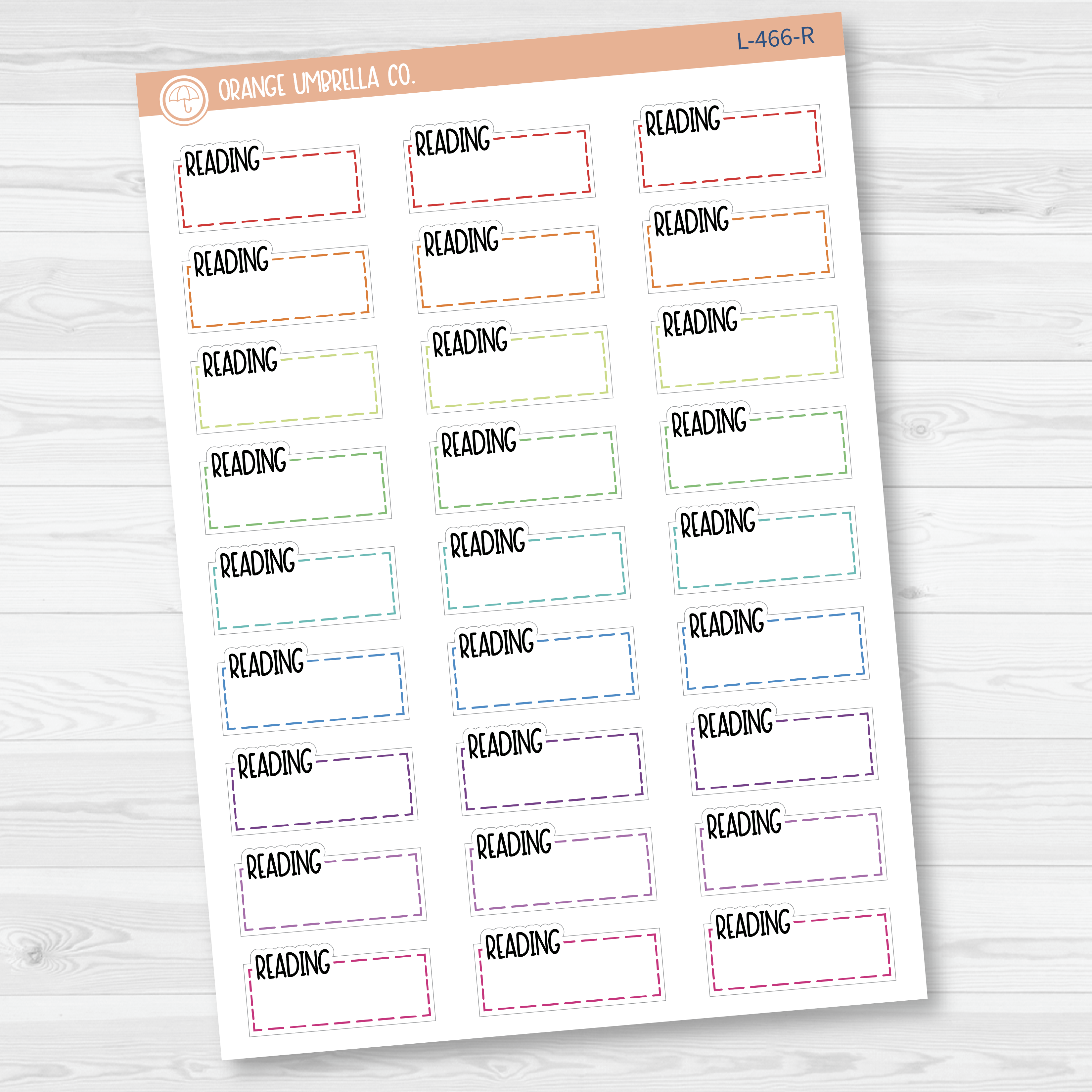 Reading Hobonichi Cousin Stitched Quarter Box Planner Stickers | L-466