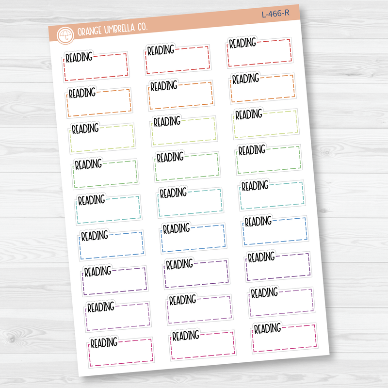 Reading Hobonichi Cousin Stitched Quarter Box Planner Stickers | L-466