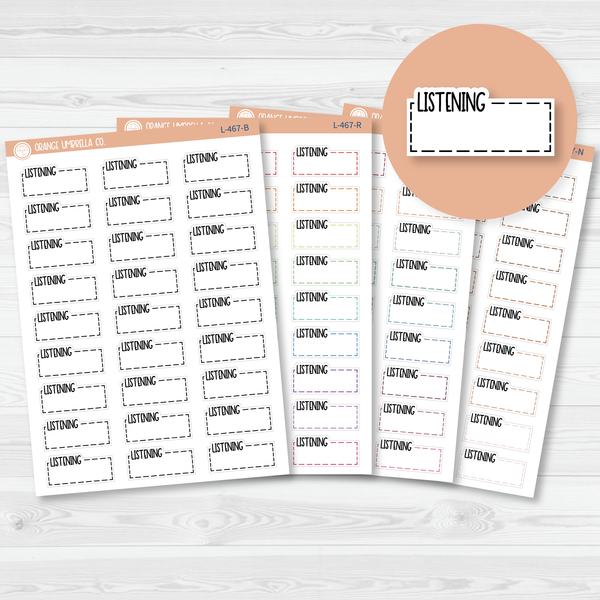 Listening Hobonichi Cousin Stitched Quarter Box Planner Stickers | L-467