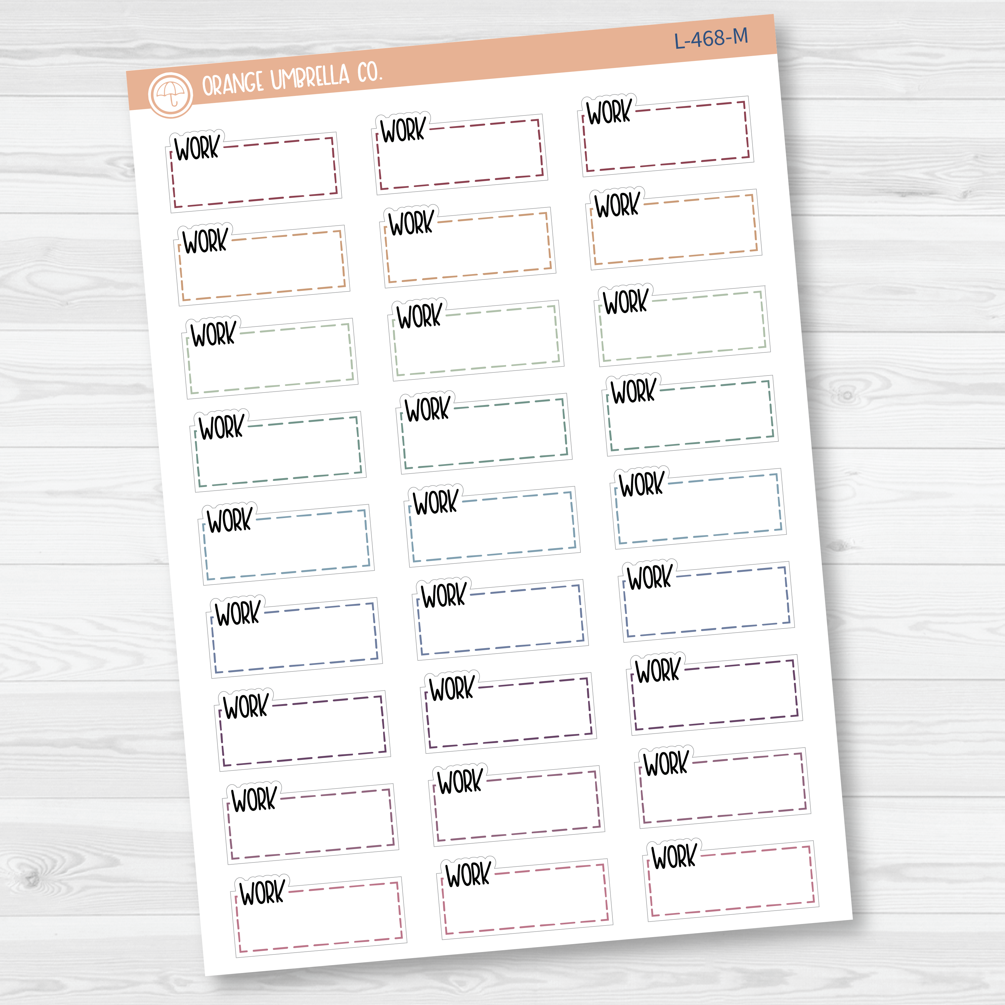 Work Hobonichi Cousin Stitched Quarter Box Planner Stickers | L-468