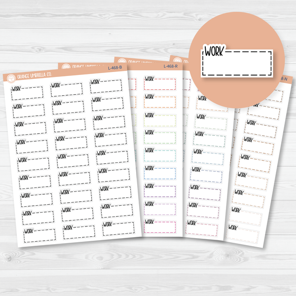 Work Hobonichi Cousin Stitched Quarter Box Planner Stickers | L-468