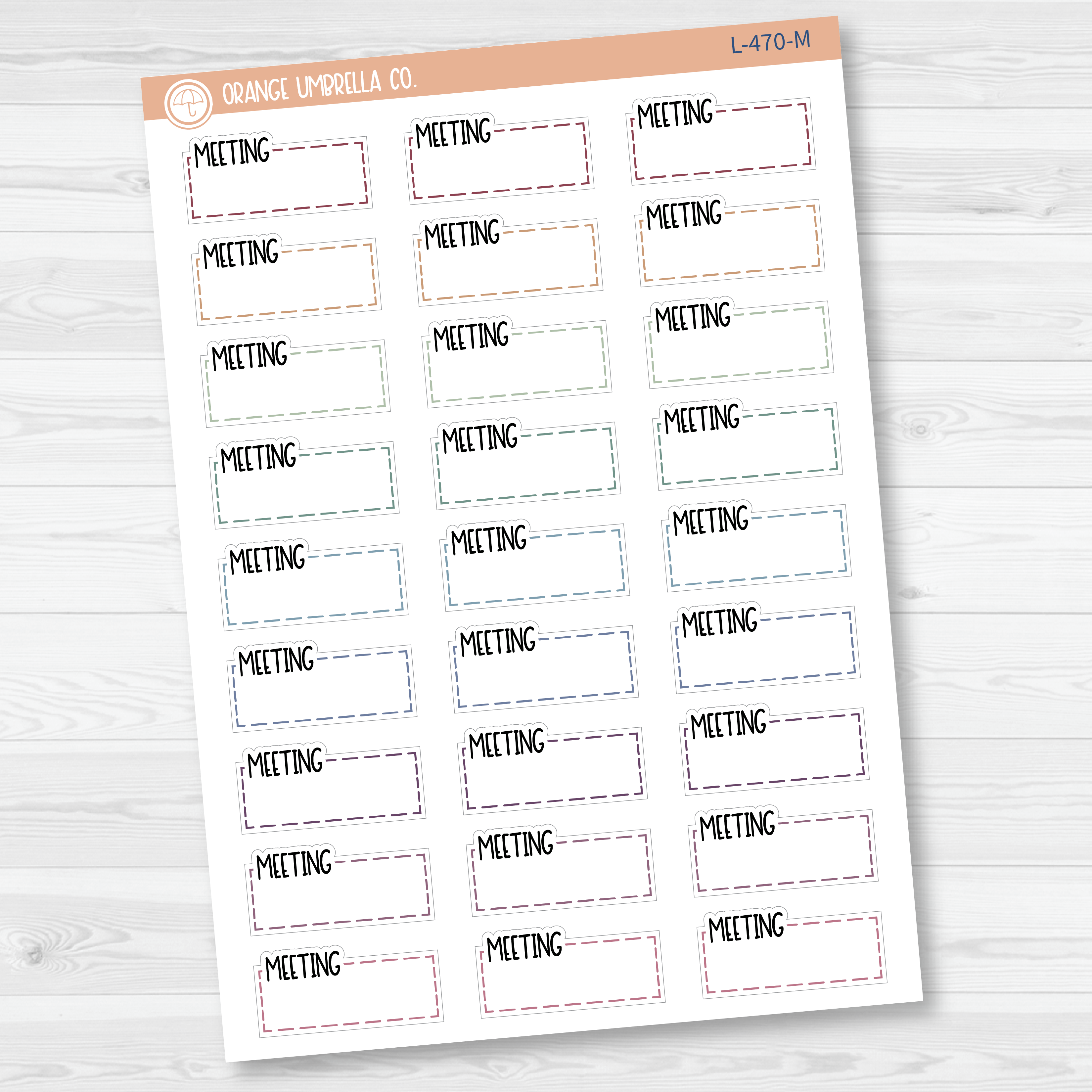 Meeting Hobonichi Cousin Stitched Quarter Box Planner Stickers | L-470
