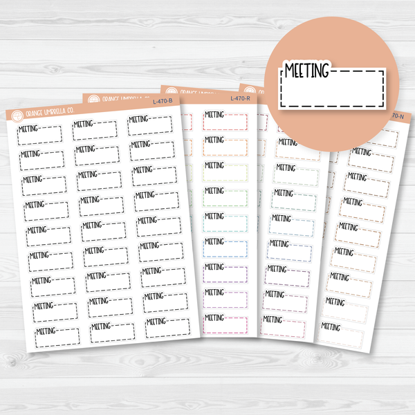 Meeting Hobonichi Cousin Stitched Quarter Box Planner Stickers | L-470