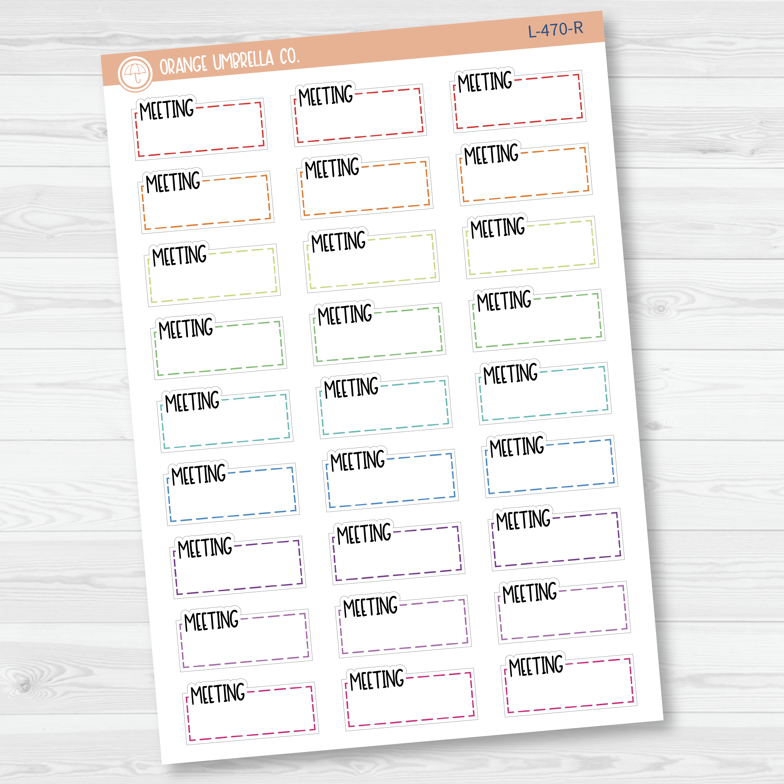 Meeting Hobonichi Cousin Stitched Quarter Box Planner Stickers | L-470