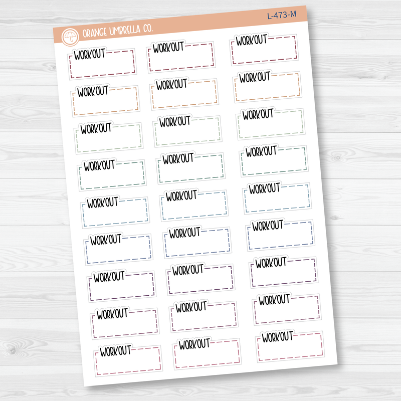 Workout Hobonichi Cousin Stitched Quarter Box Planner Stickers | L-473