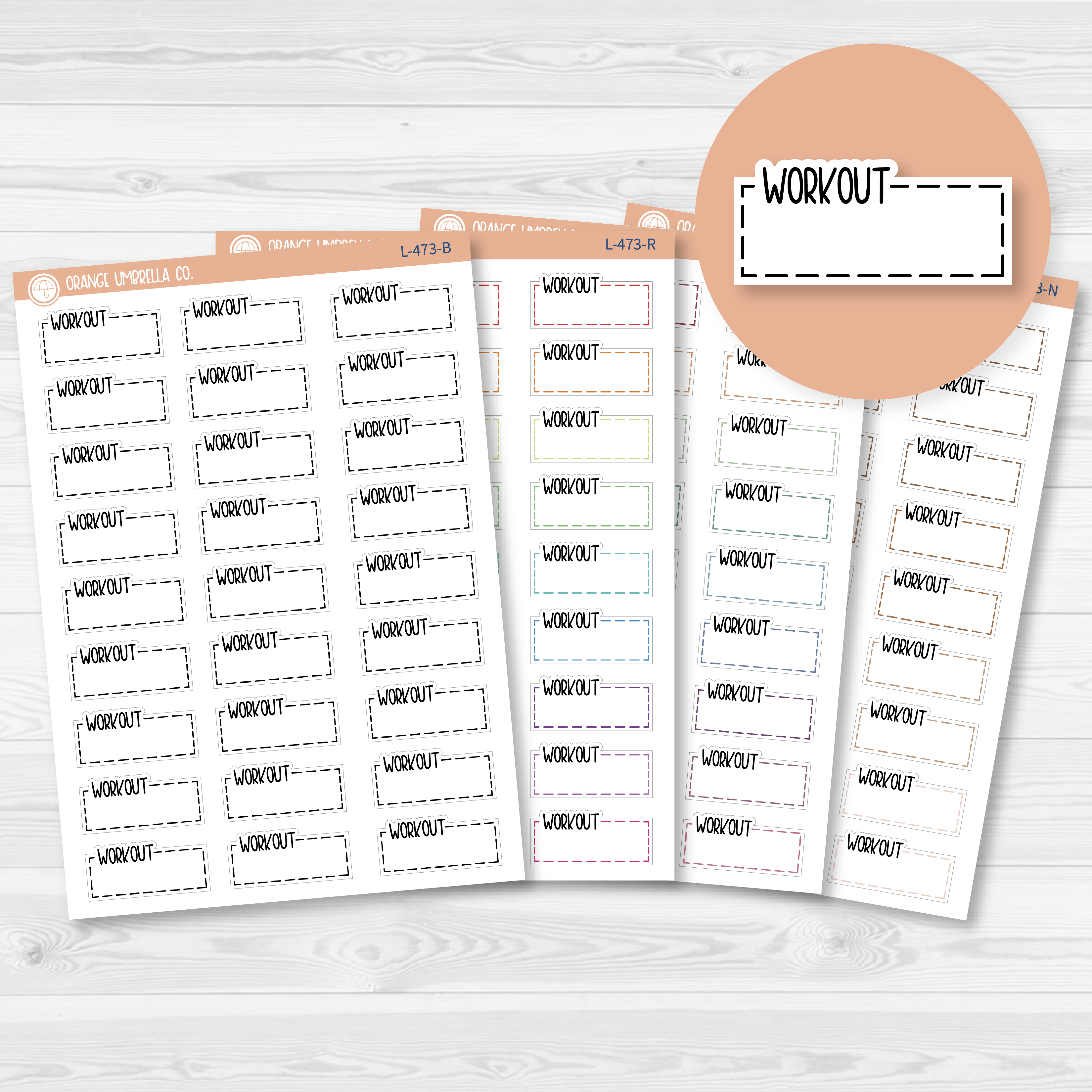 Workout Hobonichi Cousin Stitched Quarter Box Planner Stickers | L-473