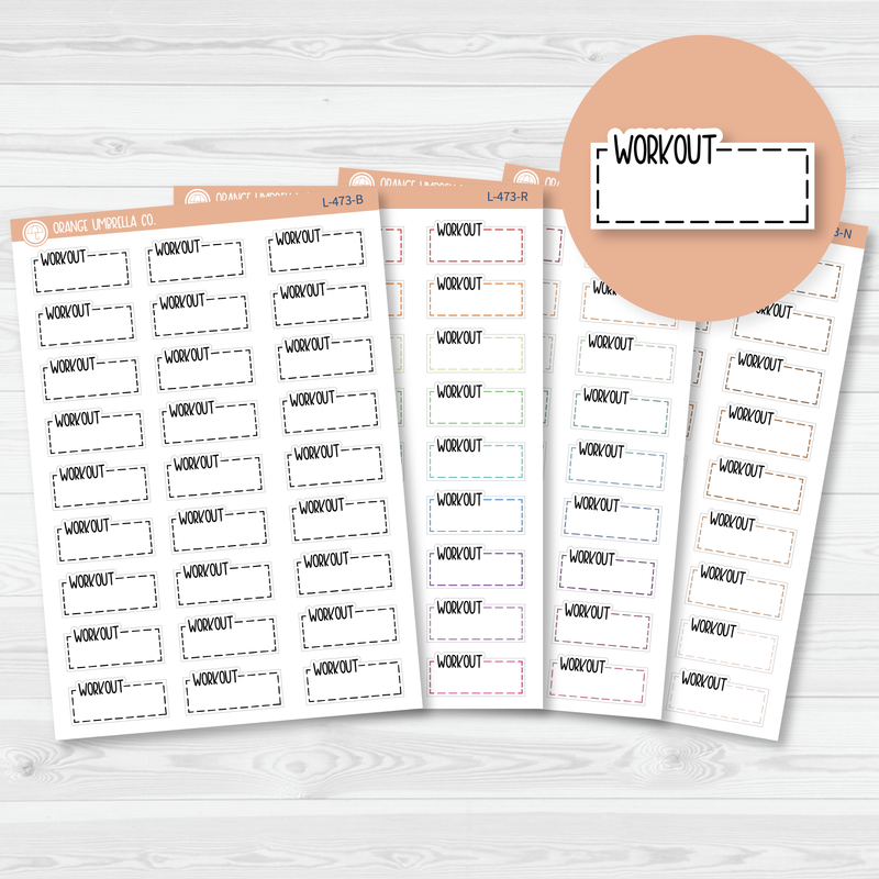 Workout Hobonichi Cousin Stitched Quarter Box Planner Stickers | L-473