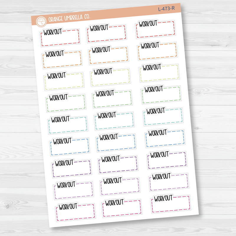 Workout Hobonichi Cousin Stitched Quarter Box Planner Stickers | L-473