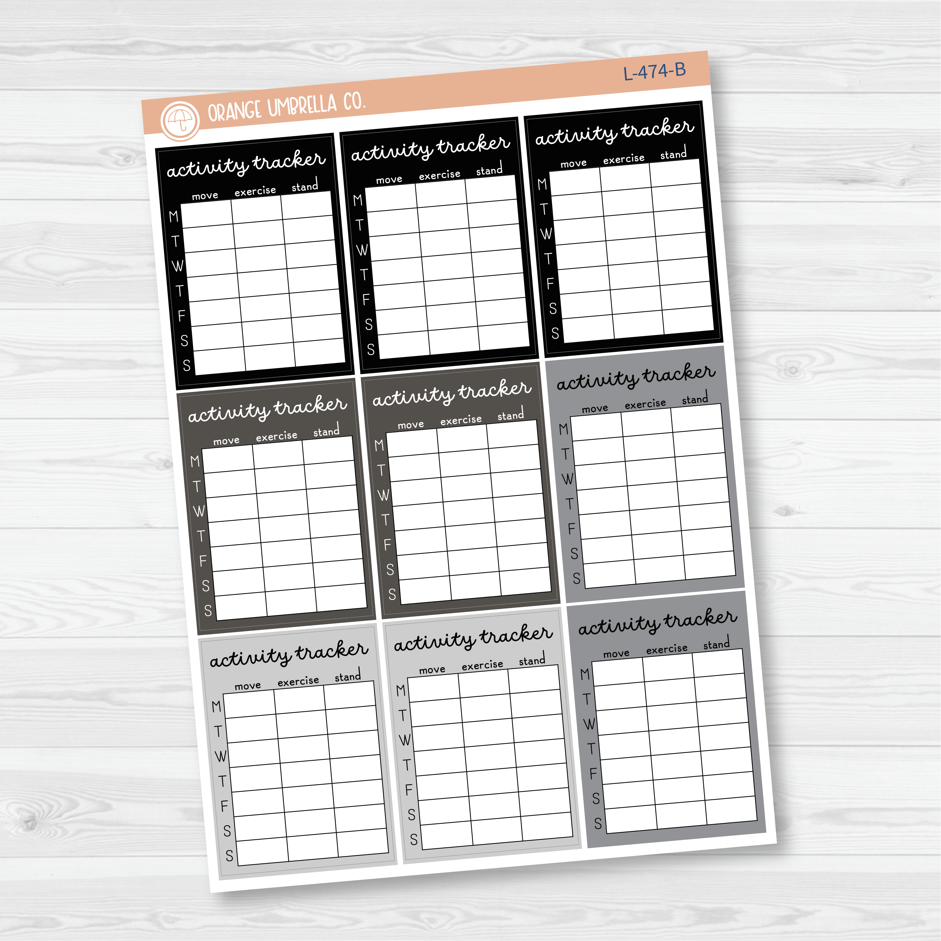 Activity Tracker Box Planner Stickers | F16 | L-474