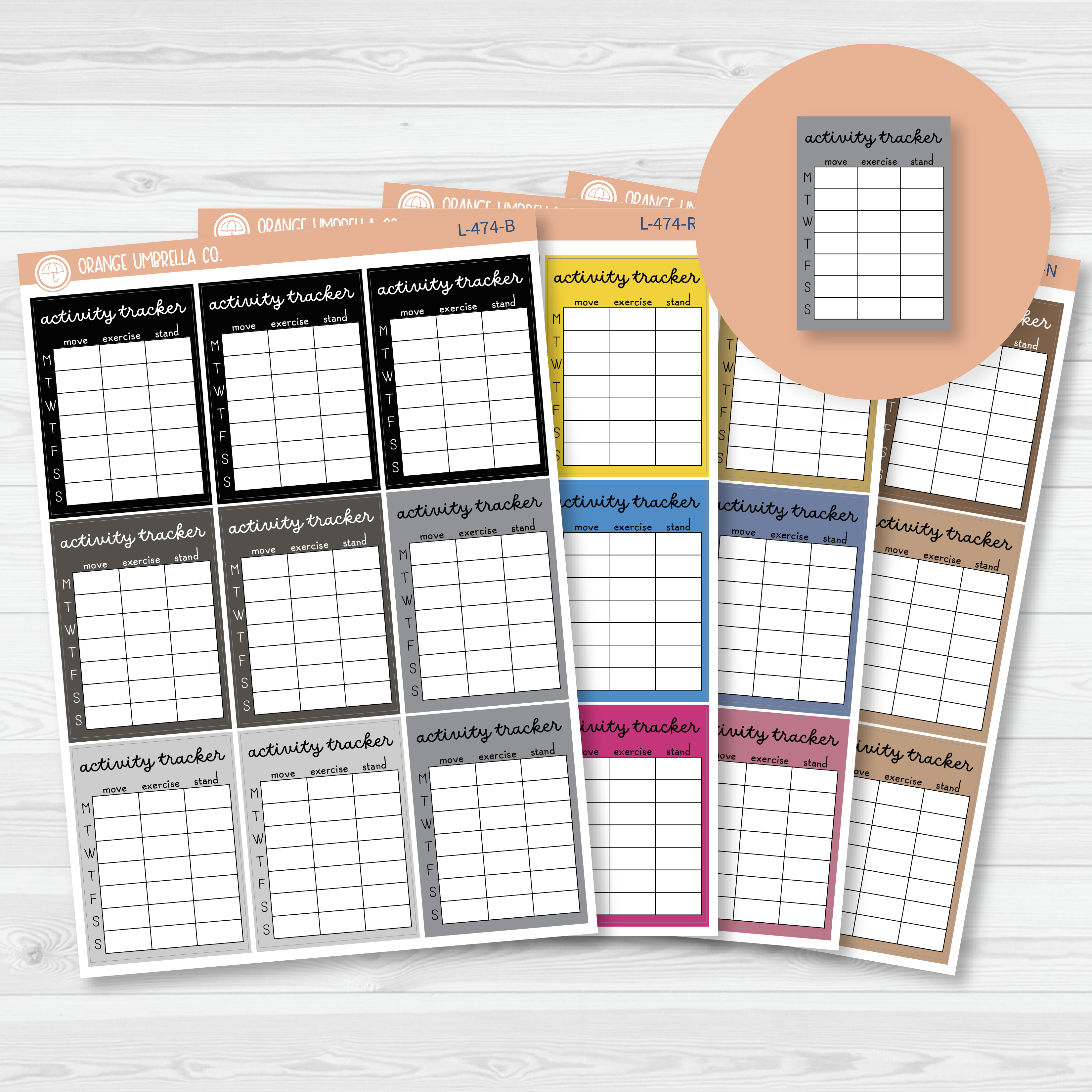 Activity Tracker Box Planner Stickers | F16 | L-474