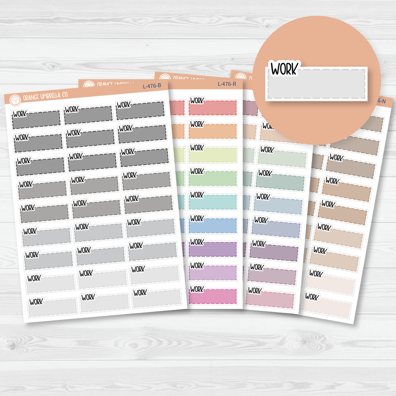 Work Color Stitched Quarter Box Planner Stickers | L-476