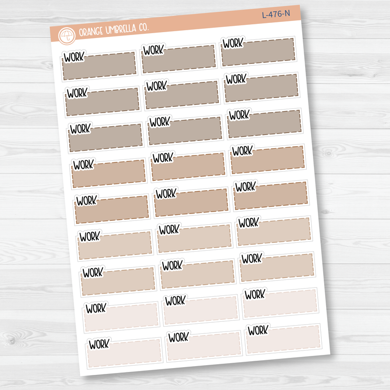 Work Color Stitched Quarter Box Planner Stickers | L-476