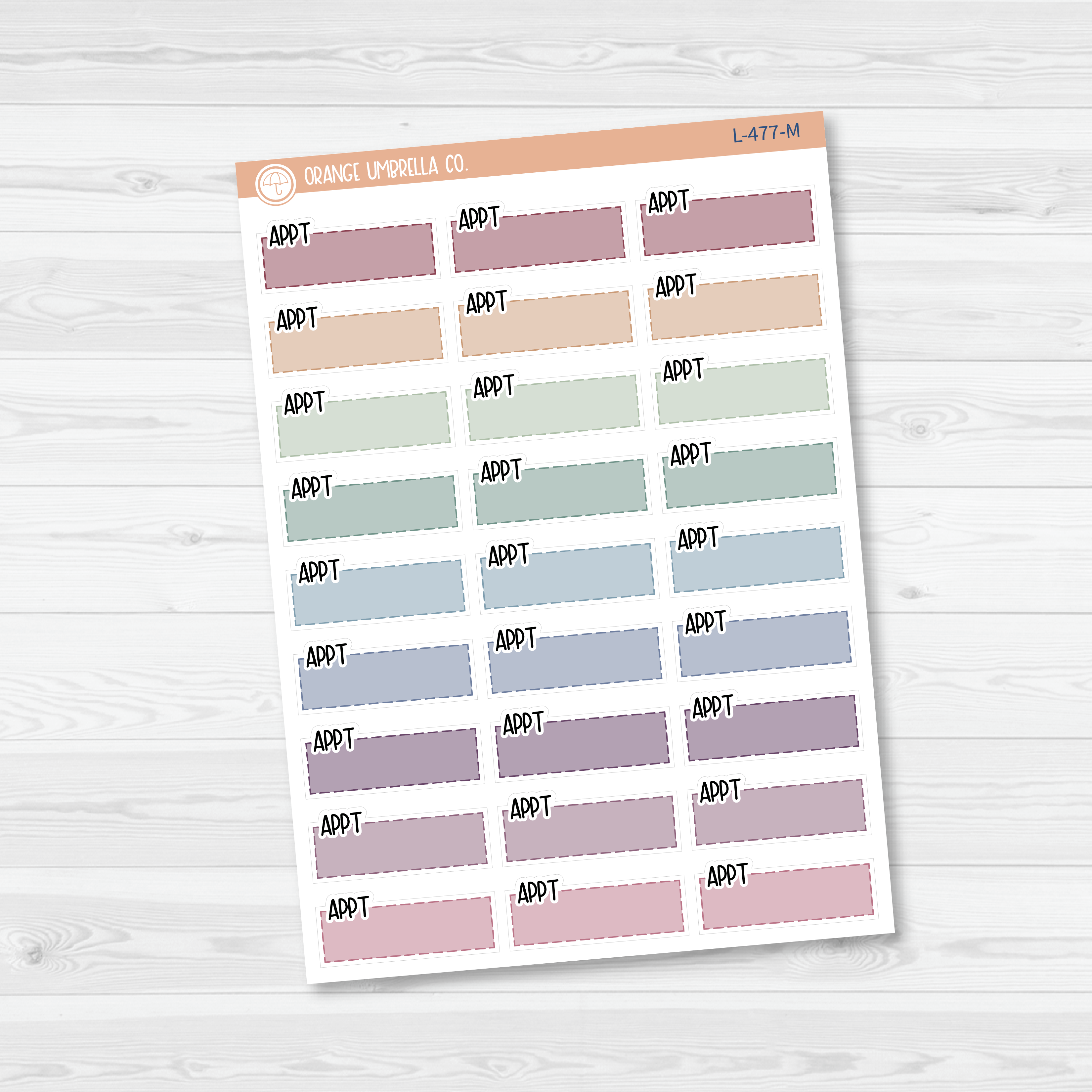 Appt Color Stitched Quarter Box Planner Stickers | L-477