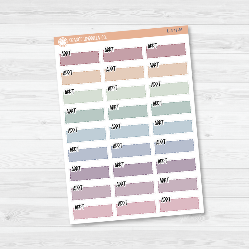 Appt Color Stitched Quarter Box Planner Stickers | L-477