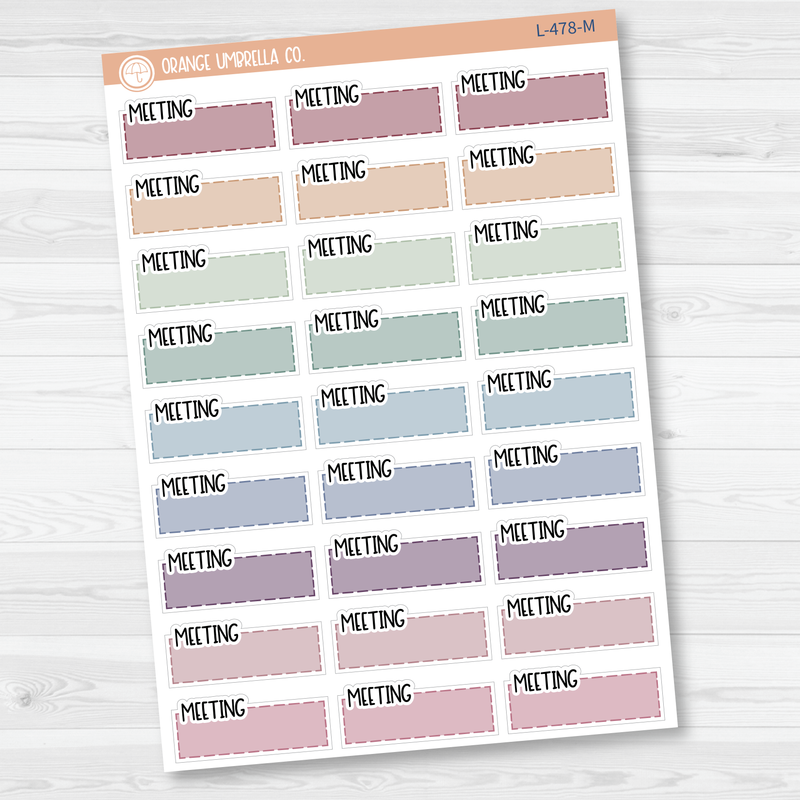 Meeting Color Stitched Quarter Box Planner Stickers | L-478