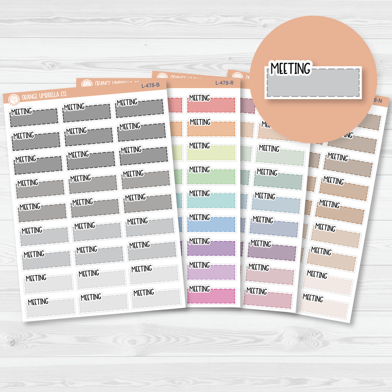 Meeting Color Stitched Quarter Box Planner Stickers | L-478