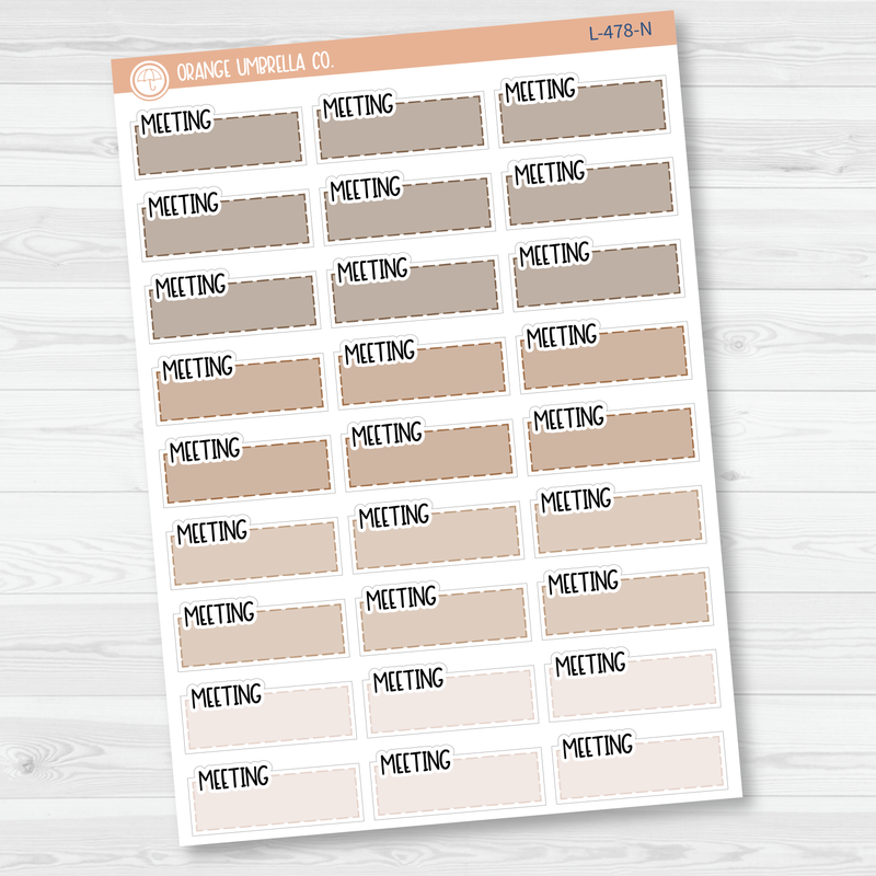 Meeting Color Stitched Quarter Box Planner Stickers | L-478