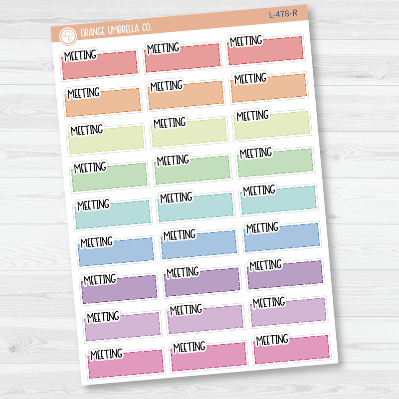 Meeting Color Stitched Quarter Box Planner Stickers | L-478