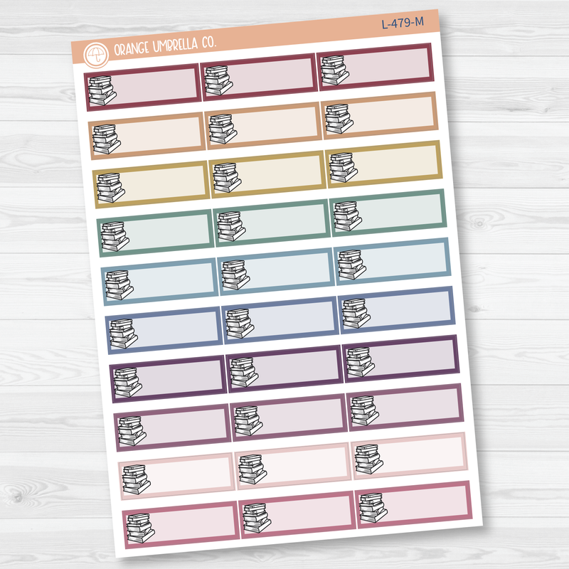 Book Stack / Reading Tracker Color Label & Icon Planner Stickers | L-479