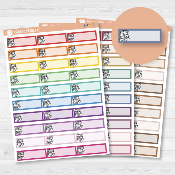 Book Stack / Reading Tracker Color Label & Icon Planner Stickers | L-479